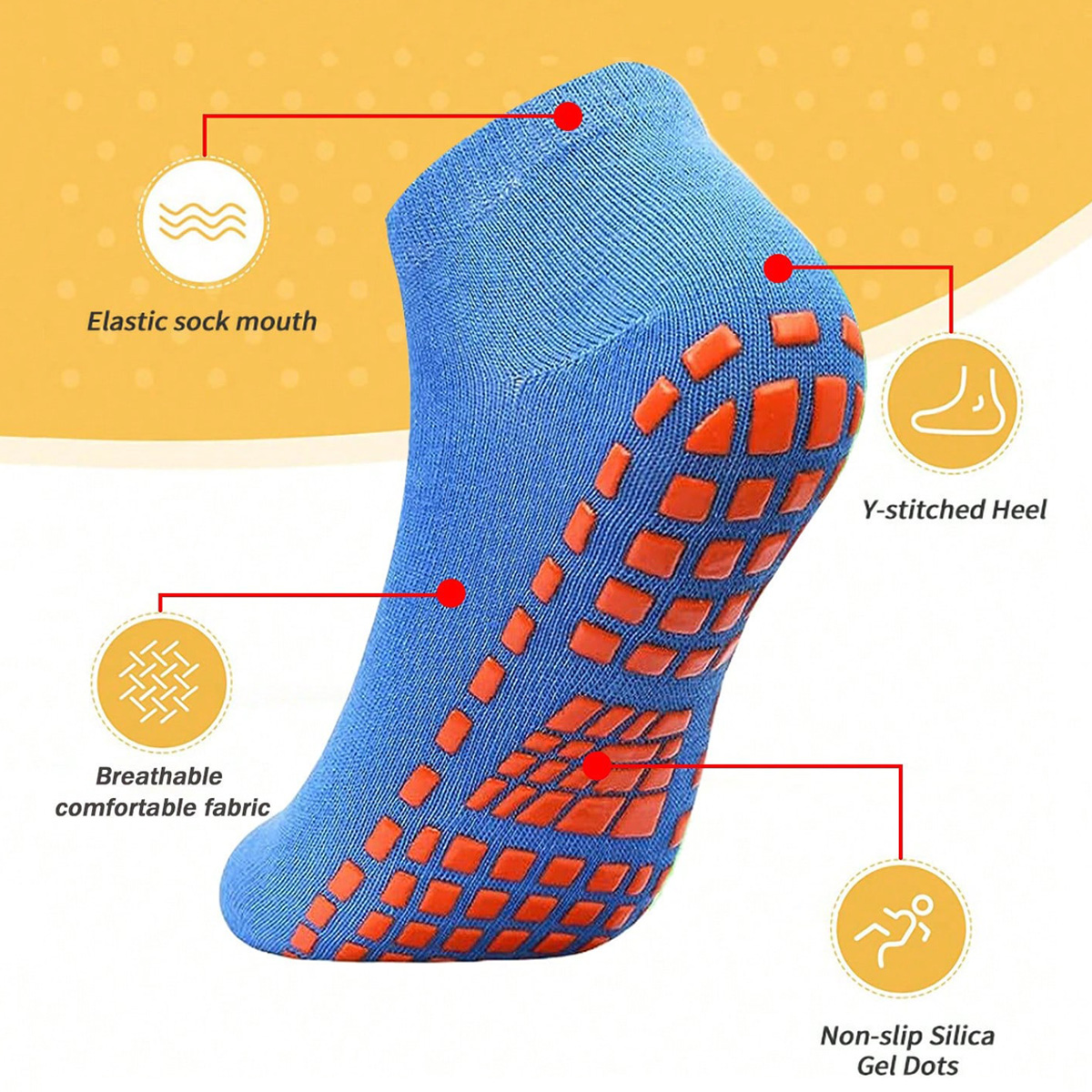 1/4 Pairs Unisex Silicone Non  - огляд і ціна Trampoline Park Sock